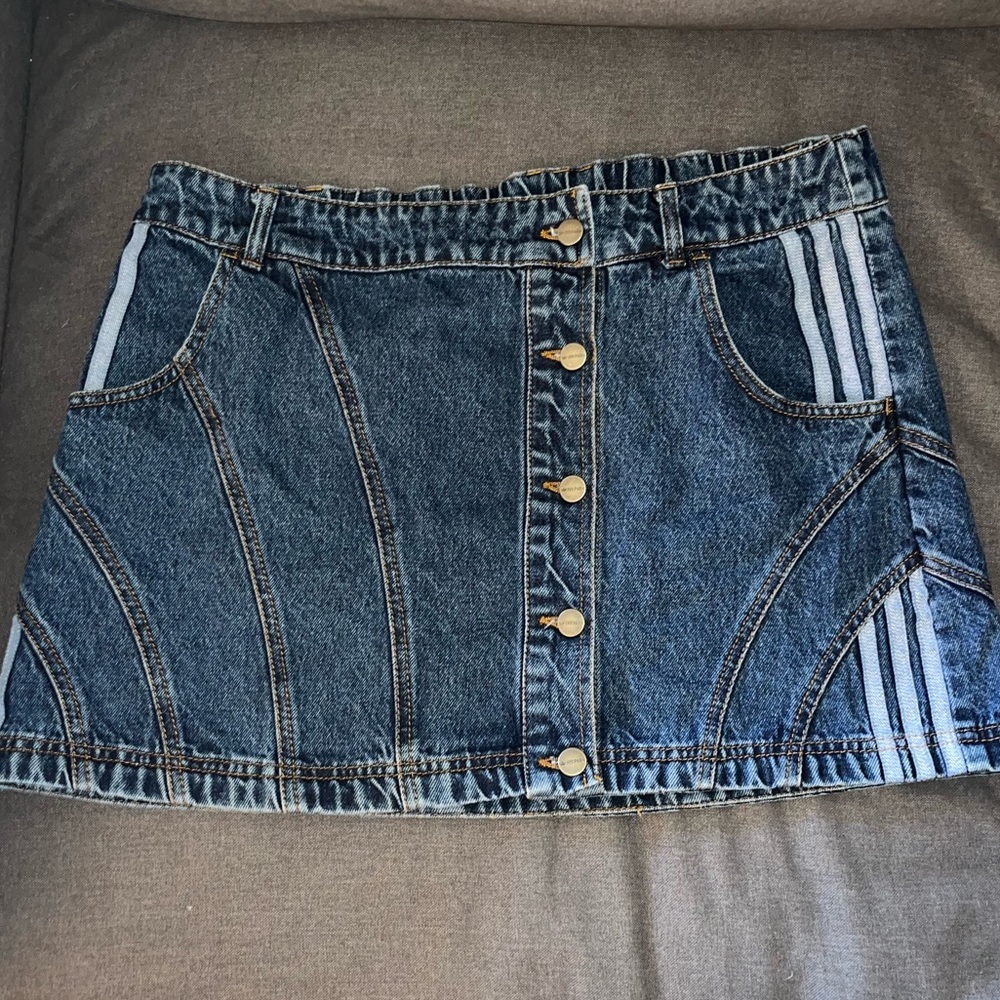 Adidas Ivy Park Denim Button-Front Skirt